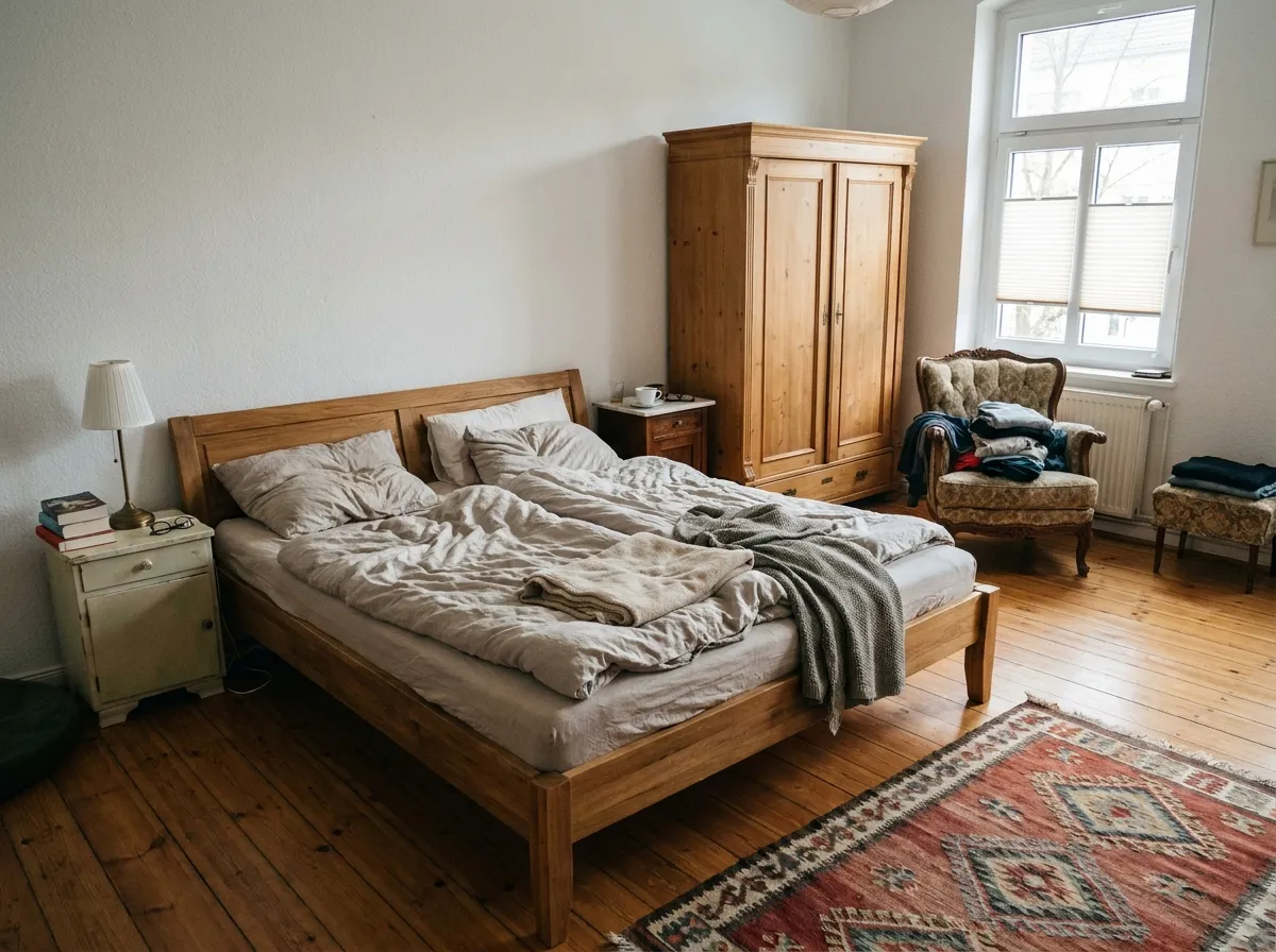 Möbliertes Schlafzimmer – vorher